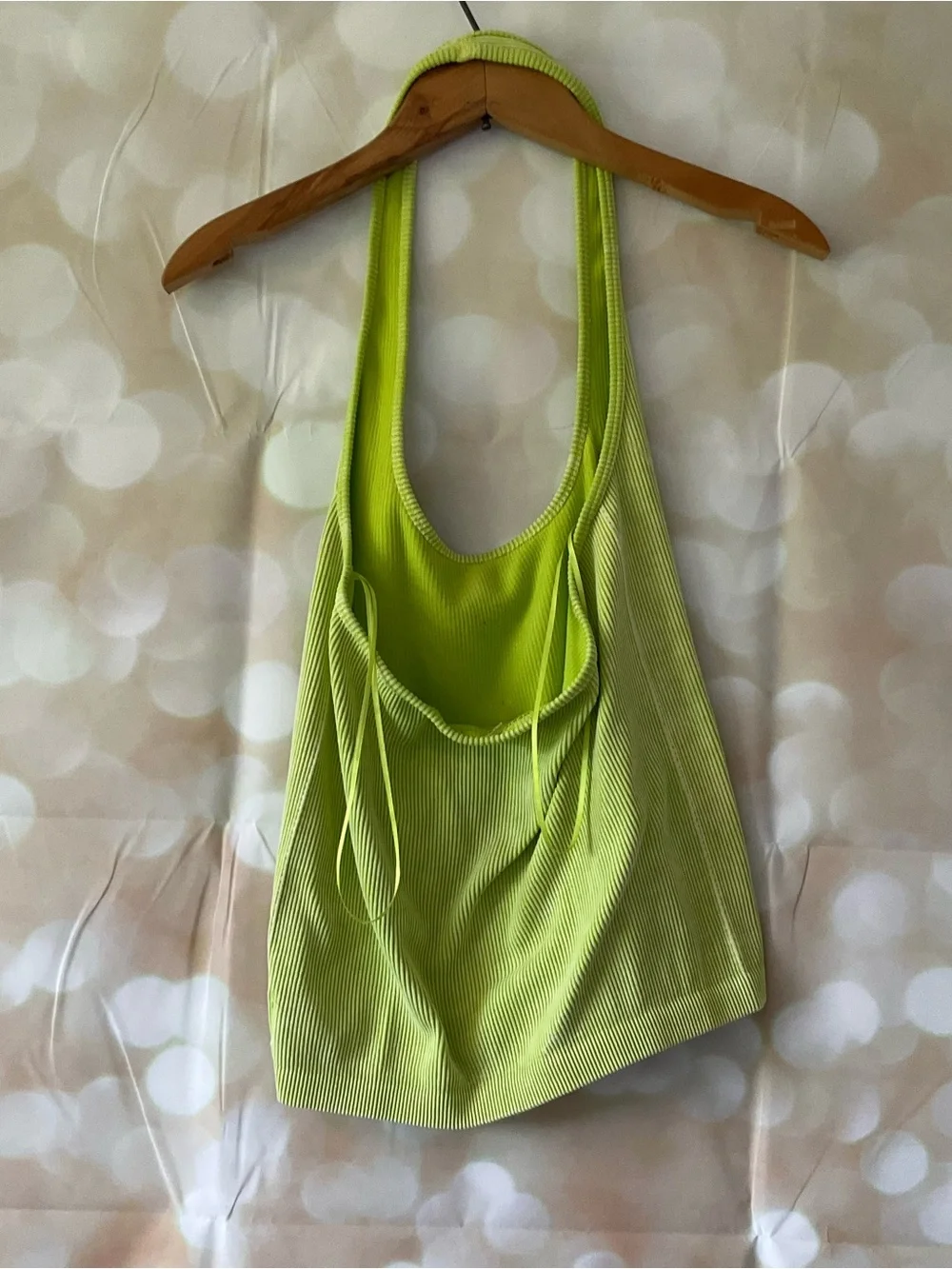 AEO Green Ribbed Halter Top - Picture 4 of 8